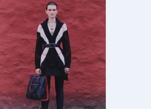 At Alexander McQueen, designer Sarah Burton created a graphic argyle cardigan dress by piecing together two jumpers(INSTAGRAM)