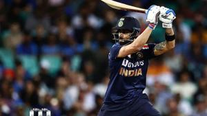 Photo of Indain captain Virat Kohli playing a shot during 2nd ODI against Australia in Sydney(Twitter) Photo of Indain captain Virat Kohli playing a shot during 2nd ODI against Australia in Sydney(Twitter)