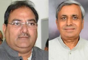 Indian National Lok Dal (INLD) general secretary Abhay Singh Chautala and Haryana agriculture minister JP Dalal (right) are locked in a war of words over the farmers’ agitation.(HT file)