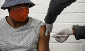 A volunteer receives an injection from a medical worker during the country's first human clinical trial for a potential vaccine against the novel coronavirus, at Baragwanath Hospital in Soweto, South Africa.(REUTERS) A volunteer receives an injection from a medical worker during the country's first human clinical trial for a potential vaccine against the novel coronavirus, at Baragwanath Hospital in Soweto, South Africa.(REUTERS)