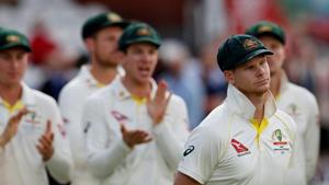 FILE PHOTO: Cricket - Ashes 2019 - Fifth Test - England v Australia - Kia Oval, London, Britain - September 15, 2019 Australia's Steve Smith during the end of series presentation Action Images via Reuters/Andrew Boyers/File Photo/File Photo(Action Images via Reuters) FILE PHOTO: Cricket - Ashes 2019 - Fifth Test - England v Australia - Kia Oval, London, Britain - September 15, 2019 Australia's Steve Smith during the end of series presentation Action Images via Reuters/Andrew Boyers/File Photo/File Photo(Action Images via Reuters)