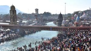 Renovation work at Har-Ki-Pauri ahead of Mahakumbh in Haridwar.(HT FILE PHOTO) Renovation work at Har-Ki-Pauri ahead of Mahakumbh in Haridwar.(HT FILE PHOTO)