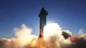 In this screen grab from video posted by SpaceX, the company's Starship launches for a test flight.(AP) In this screen grab from video posted by SpaceX, the company's Starship launches for a test flight.(AP)