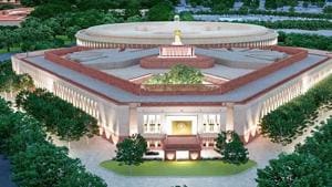 A model of the proposed new Parliament building, in New Delhi.(File photo) A model of the proposed new Parliament building, in New Delhi.(File photo)