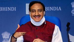 Union Minister for Human Resource Development, Dr. Ramesh Pokhriyal ‘Nishank’ said the education ministry is monitoring the pandemic situation, which has disrupted the academic session this year.(PTI) Union Minister for Human Resource Development, Dr. Ramesh Pokhriyal ‘Nishank’ said the education ministry is monitoring the pandemic situation, which has disrupted the academic session this year.(PTI)