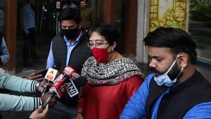 AAP MLA Atishi Marlena interacts with the media.(Biplov Bhuyan/HT PHOTO) AAP MLA Atishi Marlena interacts with the media.(Biplov Bhuyan/HT PHOTO)