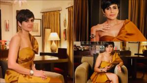 Mandira Bedi sizzles in a Rs 16k rust trail-drape dress with off-shoulder detail(Instagram/mandirabedi) Mandira Bedi sizzles in a Rs 16k rust trail-drape dress with off-shoulder detail(Instagram/mandirabedi)
