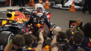 Formula One F1 - Abu Dhabi Grand Prix - Yas Marina Circuit, Abu Dhabi, United Arab Emirates - December 13, 2020 Red Bull's Max Verstappen celebrates winning the race Pool via REUTERS/Hamad I Mohammed(Pool via REUTERS) Formula One F1 - Abu Dhabi Grand Prix - Yas Marina Circuit, Abu Dhabi, United Arab Emirates - December 13, 2020 Red Bull's Max Verstappen celebrates winning the race Pool via REUTERS/Hamad I Mohammed(Pool via REUTERS)