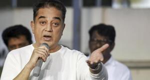 Makkal Needhi Maiam (MNM) president Kamal Haasan addresses a press conference after announcing the party's Puducherry unit, in Chennai in January 2019.(PTI FILE) Makkal Needhi Maiam (MNM) president Kamal Haasan addresses a press conference after announcing the party's Puducherry unit, in Chennai in January 2019.(PTI FILE)