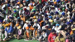 Farmers congregate during a protest against the new farm laws at Singhu (Delhi-Haryana Border) near New Delhi on Monday.(Sanjeev Verma/HT PHOTO) Farmers congregate during a protest against the new farm laws at Singhu (Delhi-Haryana Border) near New Delhi on Monday.(Sanjeev Verma/HT PHOTO)