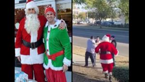 The image shows an officer and a detective dressed as Santa and his elf.(Facebook/@Riverside Police Department) The image shows an officer and a detective dressed as Santa and his elf.(Facebook/@Riverside Police Department)