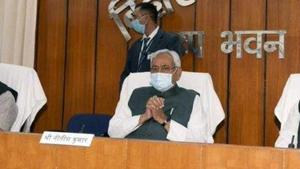 Chief minister Nitish Kumar directed the health department to work out the modalities of inoculating every resident of the state against coronavirus. (Photo @Jduonline) Chief minister Nitish Kumar directed the health department to work out the modalities of inoculating every resident of the state against coronavirus. (Photo @Jduonline)