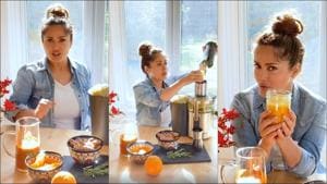 Salma Hayek’s orange juice recipe with ‘secret ingredient’ for youthful look(Instagram/salmahayek) Salma Hayek’s orange juice recipe with ‘secret ingredient’ for youthful look(Instagram/salmahayek)