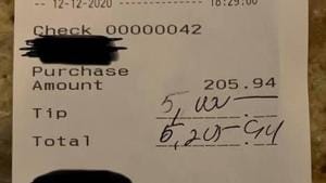 The image shows the bill along with the generous tip.(Facebook/@Anthony’s at Paxon Hollow) The image shows the bill along with the generous tip.(Facebook/@Anthony’s at Paxon Hollow)