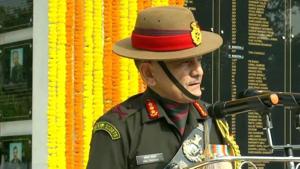 Lieutenant General Anil Chauhan speaking at the National War Memorial in New Delhi on Wednesday.(ANI Photo) Lieutenant General Anil Chauhan speaking at the National War Memorial in New Delhi on Wednesday.(ANI Photo)