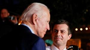 A file photo of Pete Buttigieg endorsing Joe Biden at Chicken Scratch in Dallas, Texas on March 2,(REUTERS) A file photo of Pete Buttigieg endorsing Joe Biden at Chicken Scratch in Dallas, Texas on March 2,(REUTERS)