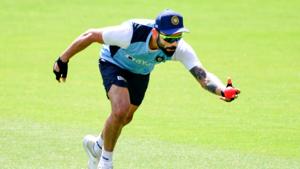 India's captain Virat Kohli catches the ball during a training session in Adelaide on December 15, 2020, ahead of the first Test cricket match between Australia and India.(AFP) India's captain Virat Kohli catches the ball during a training session in Adelaide on December 15, 2020, ahead of the first Test cricket match between Australia and India.(AFP)