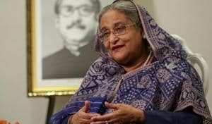 Bangladeshi Prime Minister Sheikh Hasina speaks during an interview at Grand Hyatt Hotel in Manhattan, New York. Her warning came ahead of a virtual summit with her Indian counterpart Narendra Modi on December 17, when the two sides are expected to sign up to nine agreements to boost cooperation in areas such as trade and connectivity.(REUTERS)
