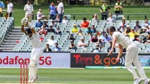 Indian batsman Cheteshwar Pujara avoids a ball on day one of the first cricket Test match between Australia and India in Adelaide on December 17, 2020.(AFP) Indian batsman Cheteshwar Pujara avoids a ball on day one of the first cricket Test match between Australia and India in Adelaide on December 17, 2020.(AFP)