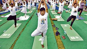 People performing yoga marking on International Yoga Day at Lodhi Gardens in New Delhi.(Sanchit Khanna/HT File Photo) People performing yoga marking on International Yoga Day at Lodhi Gardens in New Delhi.(Sanchit Khanna/HT File Photo)