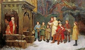 The Carol Singers by William M Spittle (1858 - 1917). Most carols started out as folk songs, and the term carolling originally meant “to dance in a ring”. The Carol Singers by William M Spittle (1858 - 1917). Most carols started out as folk songs, and the term carolling originally meant “to dance in a ring”.