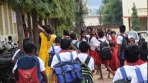 A decision on re-opening of schools in Karnataka would be taken at a high-level meeting on Saturday, officials said on Friday.(HT file)