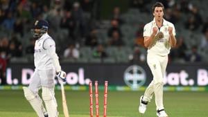 Australian bowler Pat Cummins reacts after dismissing Indian batsman Prithvi Shaw (L) for 4 runs on day 2 of the first test match between Australia and India at Adelaide Oval, Adelaide, Australia, December 18, 2020.(REUTERS) Australian bowler Pat Cummins reacts after dismissing Indian batsman Prithvi Shaw (L) for 4 runs on day 2 of the first test match between Australia and India at Adelaide Oval, Adelaide, Australia, December 18, 2020.(REUTERS)