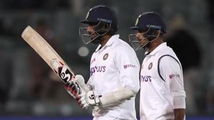 India's not-out batsmen Jasprit Bumrah (L) and Mayank Agarwal walk off at stumps on the second day of their cricket test match against Australia at the Adelaide Oval in Adelaide, Australia, Friday, Dec. 18, 2020. (AP Photo/James Elsby)(AP) India's not-out batsmen Jasprit Bumrah (L) and Mayank Agarwal walk off at stumps on the second day of their cricket test match against Australia at the Adelaide Oval in Adelaide, Australia, Friday, Dec. 18, 2020. (AP Photo/James Elsby)(AP)