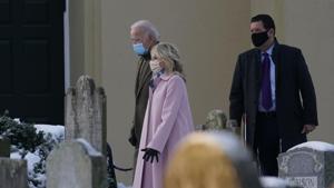 President-elect JoeBiden and his wife, Jill Biden, attended the Friday morning service in Delaware at St. Joseph on the Brandy.(AP) President-elect JoeBiden and his wife, Jill Biden, attended the Friday morning service in Delaware at St. Joseph on the Brandy.(AP)