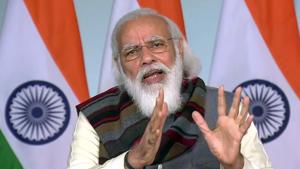 Prime Minister Narendra Modi addresses farmers at the 'Kisan Kalyan' event in Raisen (Madhya Pradesh) through video conferencing, in New Delhi.(ANI) Prime Minister Narendra Modi addresses farmers at the 'Kisan Kalyan' event in Raisen (Madhya Pradesh) through video conferencing, in New Delhi.(ANI)