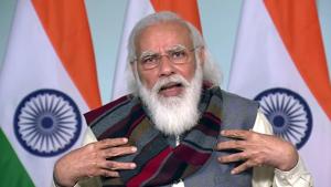 Prime Minister Narendra Modi addresses farmers at the 'Kisan Kalyan' event in Raisen (Madhya Pradesh) through video conferencing, in New Delhi.(ANI) Prime Minister Narendra Modi addresses farmers at the 'Kisan Kalyan' event in Raisen (Madhya Pradesh) through video conferencing, in New Delhi.(ANI)