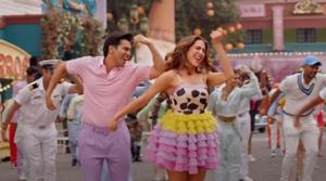 Varun Dhawan and Sara Ali Khan in a still from Coolie No 1 song Mirchi Lagi Toh. Varun Dhawan and Sara Ali Khan in a still from Coolie No 1 song Mirchi Lagi Toh.