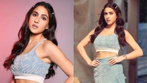 Sara adds an elegant touch to denim crop top and skirt(Instagram/stylebyami) Sara adds an elegant touch to denim crop top and skirt(Instagram/stylebyami)
