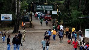Visitors at Karnala bird sanctuary on Friday.(HT PHOTO) Visitors at Karnala bird sanctuary on Friday.(HT PHOTO)