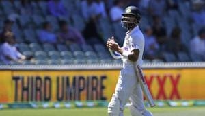 India's Virat Kohli walks off as the third umpire checks the catch that takes Kohli's wicket for 4 runs against Australia on the third day of their cricket test match at the Adelaide Oval in Adelaide, Australia, Saturday, Dec. 19, 2020. (AP Photo/David Mairuz)(AP) India's Virat Kohli walks off as the third umpire checks the catch that takes Kohli's wicket for 4 runs against Australia on the third day of their cricket test match at the Adelaide Oval in Adelaide, Australia, Saturday, Dec. 19, 2020. (AP Photo/David Mairuz)(AP)