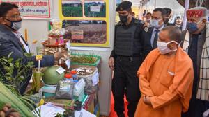 Uttar Pradesh Chief Minister Yogi Adityanath during inauguration of 'Krishi Mela' in Ayodhya.(PTI) Uttar Pradesh Chief Minister Yogi Adityanath during inauguration of 'Krishi Mela' in Ayodhya.(PTI)
