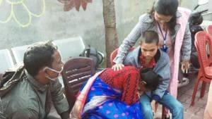 Mithun’s parents (left) after reuniting with him (second from right) in Guwahati on Saturday.(HT Photo) Mithun’s parents (left) after reuniting with him (second from right) in Guwahati on Saturday.(HT Photo)
