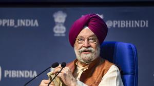 New Delhi: Union Minister for Civil Aviation Hardeep Singh Puri addresses a press conference at National Media Centre, in New Delhi, Thursday, Oct. 8, 2020. (PTI Photo/Vijay Verma)(PTI08-10-2020_000079B) New Delhi: Union Minister for Civil Aviation Hardeep Singh Puri addresses a press conference at National Media Centre, in New Delhi, Thursday, Oct. 8, 2020. (PTI Photo/Vijay Verma)(PTI08-10-2020_000079B)