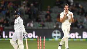 Prithvi Shaw was dismissed by seamer Pat Cummins.(REUTERS) Prithvi Shaw was dismissed by seamer Pat Cummins.(REUTERS)