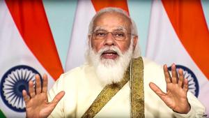 Prime Minister Narendra Modi addresses the centenary celebrations of Aligarh Muslim University via video conferencing, in New Delhi, Tuesday(PTI) Prime Minister Narendra Modi addresses the centenary celebrations of Aligarh Muslim University via video conferencing, in New Delhi, Tuesday(PTI)