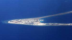 In this April 21, 2017, file photo, Chinese structures and an airstrip on the man-made Subi Reef at the Spratlys group of islands are seen from a Philippine Air Force C-130 transport plane off the disputed South China Sea in western Philippines.(AP/ FILE) In this April 21, 2017, file photo, Chinese structures and an airstrip on the man-made Subi Reef at the Spratlys group of islands are seen from a Philippine Air Force C-130 transport plane off the disputed South China Sea in western Philippines.(AP/ FILE)
