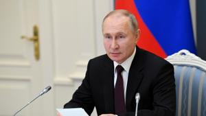 Russian President Vladimir Putin attends a meeting via video link in Moscow, Russia.(via REUTERS) Russian President Vladimir Putin attends a meeting via video link in Moscow, Russia.(via REUTERS)
