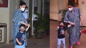 Kareena Kapoor was spotted with Taimur on Wednesday. Kareena Kapoor was spotted with Taimur on Wednesday.