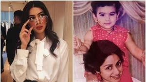 Khushi Kapoor with her mother Sridevi. Khushi Kapoor with her mother Sridevi.