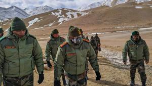 Army Chief General MM Naravane reached the forward areas early on Wednesday and visited troops of XIV Corps, popularly known as the “Fire and Fury Corps” and part of the Udhampur-based Northern Command.(PTI) Army Chief General MM Naravane reached the forward areas early on Wednesday and visited troops of XIV Corps, popularly known as the “Fire and Fury Corps” and part of the Udhampur-based Northern Command.(PTI)