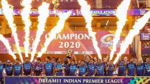 Dubai: Mumbai Indians team pose with the winners trophy after winning the final cricket match of the Indian Premier League (IPL) T20 against Delhi Capitals, at Dubai International Cricket Stadium in Dubai, Tuesday, Nov. 10, 2020.(PTI) Dubai: Mumbai Indians team pose with the winners trophy after winning the final cricket match of the Indian Premier League (IPL) T20 against Delhi Capitals, at Dubai International Cricket Stadium in Dubai, Tuesday, Nov. 10, 2020.(PTI)