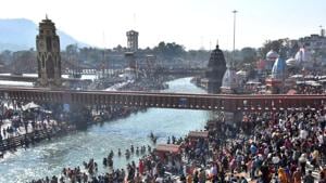 Renovation being done at Har-Ki-Pauri ahead of Mahakumbh in Haridwar, Uttarakhand.(File photo) Renovation being done at Har-Ki-Pauri ahead of Mahakumbh in Haridwar, Uttarakhand.(File photo)