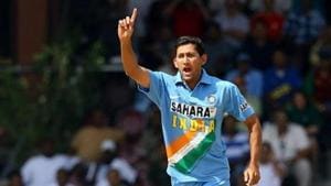 File photo of Ajit Agarkar in an ODI(Twitter) File photo of Ajit Agarkar in an ODI(Twitter)