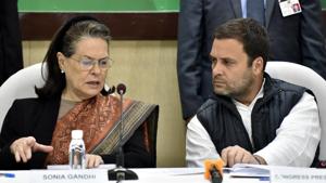 Congress’ Rahul Gandhi and Sonia Gandhi during the Congress Working Committee ( CWC ) meeting at AICC in New Delhi.(Sonu Mehta/HT PHOTO) Congress’ Rahul Gandhi and Sonia Gandhi during the Congress Working Committee ( CWC ) meeting at AICC in New Delhi.(Sonu Mehta/HT PHOTO)