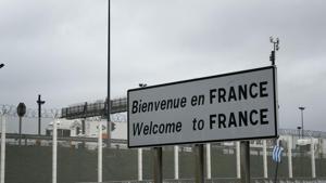 A board showing the French speed limits is set on the Eurotunnel site, meters before the tunnel linking France to Britain, in Coquelles, northern France (AP Photo/Michel Spingler) A board showing the French speed limits is set on the Eurotunnel site, meters before the tunnel linking France to Britain, in Coquelles, northern France (AP Photo/Michel Spingler)